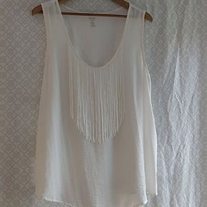 White Fringe Tank